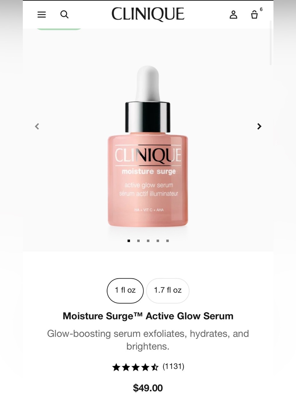 Clinique Moisture Surge Active Glow Serum 1oz/30ml